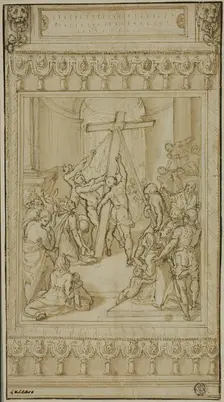 Saint Helena Kneeling before the True Cross, c.1582. Creator: Cesare Nebbia