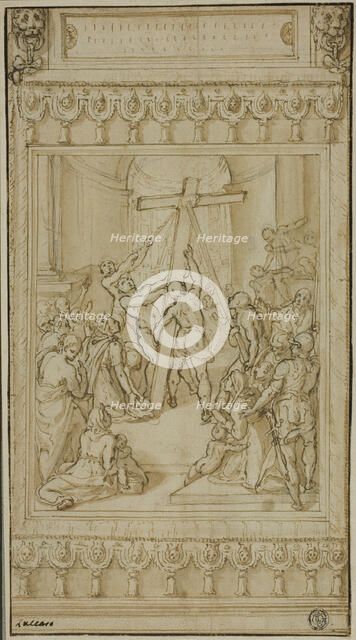 Saint Helena Kneeling before the True Cross, c.1582. Creator: Cesare Nebbia.