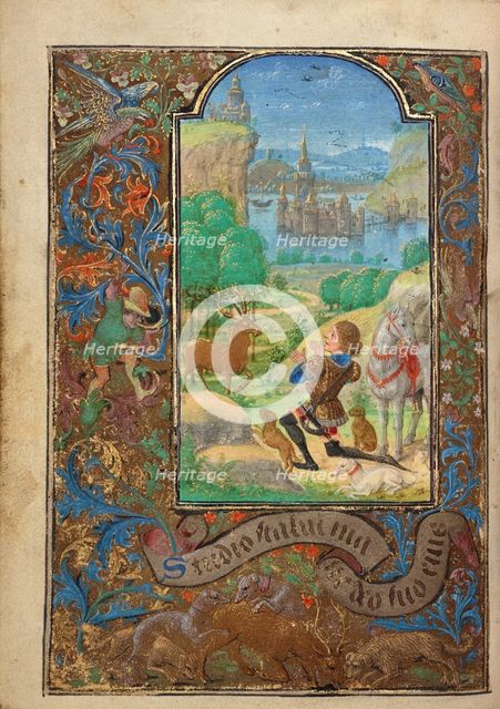 Saint Hubert; Prayer Book of Charles the Bold, 1469. Creator: Lieven van Lathem.