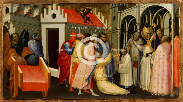 Saint Hugh of Lincoln Exorcises a Man Possessed by the Devil, 1404-1407. Artist: Starnina, Gherardo (c. 1364-1413)