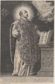 Saint Ignatius Loyola, standing and holding an open book, ca. 1630-54. Creator: Anon