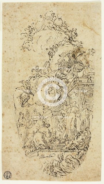 Saint Ildefonso Receiving a Chasuble from the Virgin, n.d. Creator: Marco Tullio Merolle.