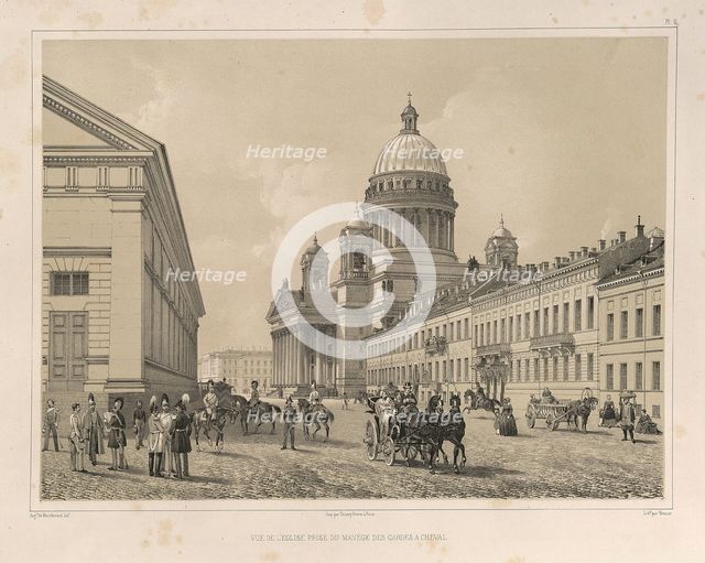 Saint Isaac's Cathedral As Seen From the Cavalry Manege (From: The Construction of the Saint Isaac's Cathedral), 1845. Artist: Montferrand, Auguste, de (1786-1858)