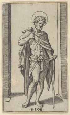 Saint Job, wearing a cloak, from the series Piccoli Santi (Small Saints), ca. 1..., ca. 1500-1527. Creator: Marcantonio Raimondi