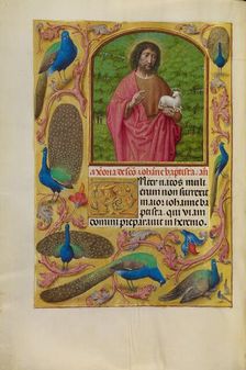 Saint John the Baptist with the Lamb of God on a Book; Spinola Hours, about 1510-1520. Creator: Workshop of Master of the First Prayer Book of Maximilian
