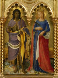 Saint John the Baptist and Saint Catherine of Alexandria (From the Perugia Altarpiece), ca 1437. Creator: Angelico, Fra Giovanni, da Fiesole (ca. 1400-1455)