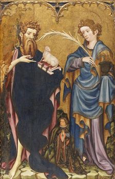 Saint John the Baptist and Saint John the Evangelist with a Donor, 1410. Creator: Joan Mates