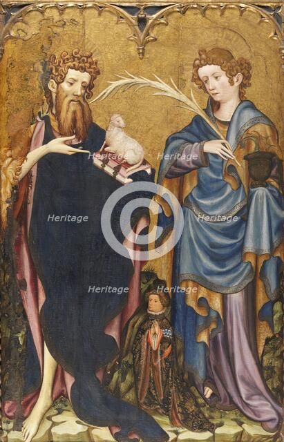 Saint John the Baptist and Saint John the Evangelist with a Donor, 1410. Creator: Joan Mates.