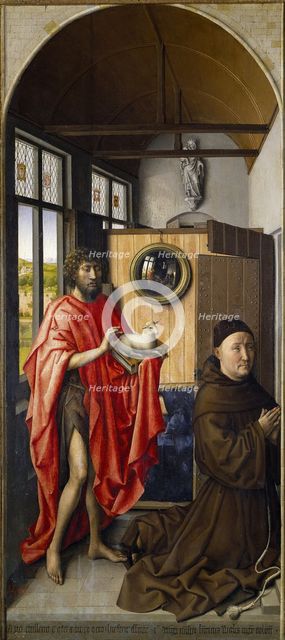 Saint John the Baptist and the Franciscan Heinrich von Werl, 1437. Artist: Campin, Robert (ca. 1375-1444)