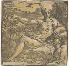 Saint John the Baptist in the desert, a lamb by his side, ca. 1527-30. Creator: Antonio da Trento