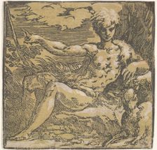 Saint John the Baptist in the desert, a lamb by his side, ca. 1527-30. Creator: Antonio da Trento