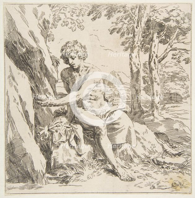 Saint John the Baptist in the desert, copy in reverse after Cantarini, ca. 1637-1639 or after. Creator: Unknown.