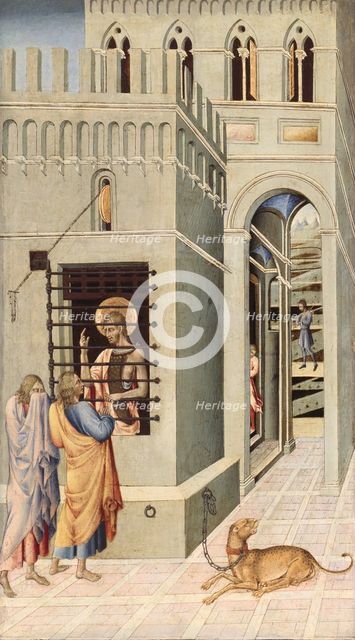 Saint John the Baptist in Prison Visited by Two Disciples, 1455/60. Creator: Giovanni di Paolo.