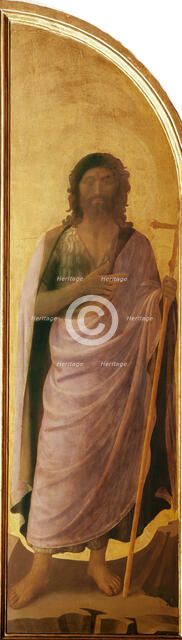 Saint John the Baptist (left shutter panel of the Tabernacle of the Linaioli) , ca. 1433. Creator: Angelico, Fra Giovanni, da Fiesole (ca. 1400-1455).