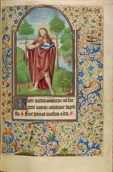 Saint John the Baptist Pointing to the Lamb of God; Book of Hours, about 1466-1470. Creator: Master of Jacques of Luxembourg