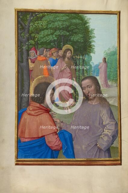 Saint John the Baptist Preaching and Christ with the Apostles; Spinola Hours, about 1510-1520. Creator: Workshop of Master of the First Prayer Book of Maximilian.