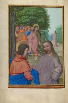 Saint John the Baptist Preaching and Christ with the Apostles; Spinola Hours, about 1510-1520. Creator: Workshop of Master of the First Prayer Book of Maximilian