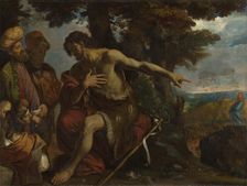 Saint John the Baptist preaching in the Wilderness, c. 1640. Artist: Mola, Pier Francesco (1612-1666)