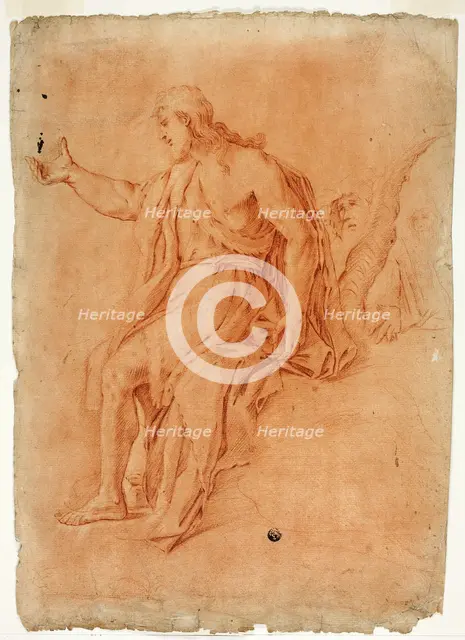 Saint John the Baptist Preaching (recto); Male Nude with Raised Arms and Sketches..., n.d. Creator: Luca Giordano.