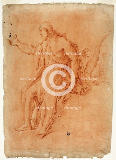 Saint John the Baptist Preaching (recto); Male Nude with Raised Arms and Sketches..., n.d. Creator: Luca Giordano.