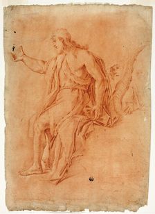 Saint John the Baptist Preaching (recto); Male Nude with Raised Arms and Sketches..., n.d. Creator: Luca Giordano