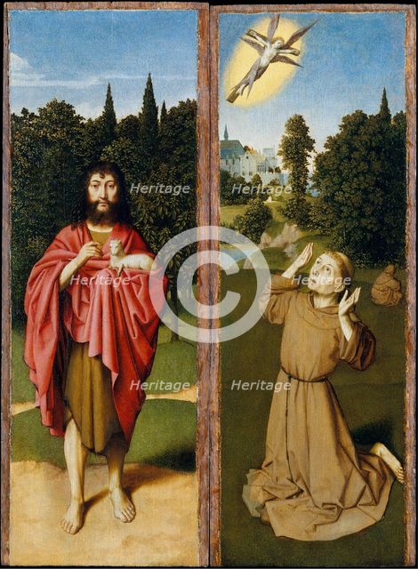 Saint John the Baptist; Saint Francis Receiving the Stigmata, ca. 1485-90. Creator: Gerard David.