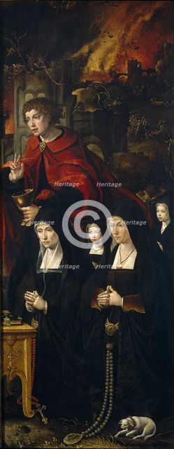 Saint John the Evangelist with two women and two praying girls (Right panel of The Last Judgment tri Artist: Coecke van Aelst, Pieter, the Elder (1502-1550)
