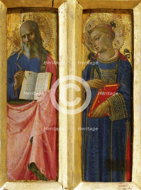 Saint John the Evangelist and Saint Stephen (From the Perugia Altarpiece), ca 1437. Creator: Angelico, Fra Giovanni, da Fiesole (ca. 1400-1455).