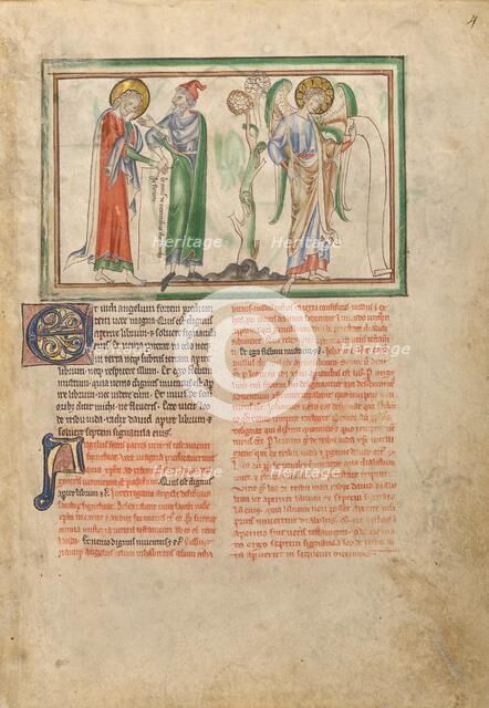 Saint John the Evangelist Consoled by an Elder and by an Angel Holding a Scroll, about 1255-1260. Creator: Unknown.