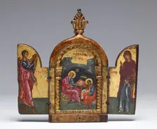 Saint John the Evangelist Dictating to Prochorus; the Annunciation, 16th century. Creator: Unknown