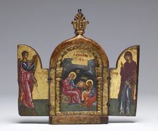 Saint John the Evangelist Dictating to Prochorus; the Annunciation, 16th century. Creator: Unknown