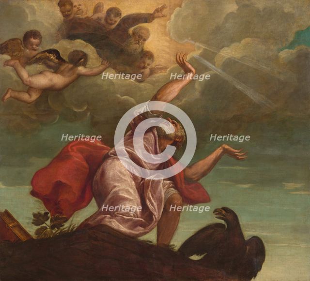 Saint John the Evangelist on Patmos, c. 1553/1555. Creators: Titian, Workshop of Titian.