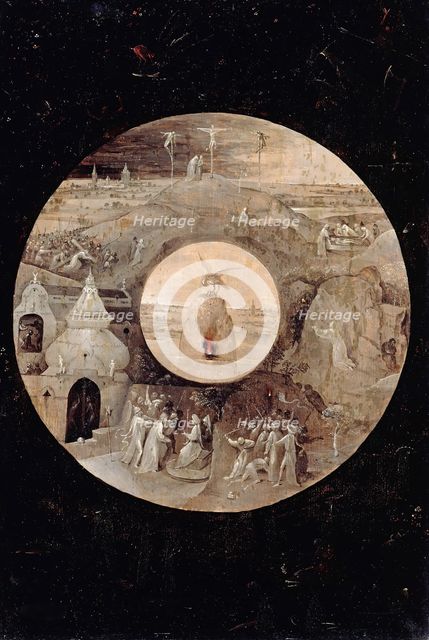 Saint John the Evangelist on Patmos (Reverse side). The Passion of the Christ, c. 1505. Artist: Bosch, Hieronymus (c. 1450-1516)