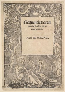 Saint John the Evangelist on Patmos, title page from Hymni de tempore et de sanctis, 1516. Creator: Hans Baldung