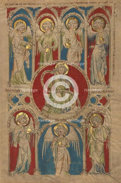 Saint John the Evangelist surrounded by Seven Angels, about 1340-1350. Creator: Unknown.