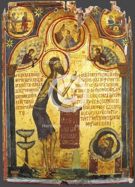 Saint John the Forerunner with scenes from his life, 13th century. Artist: Byzantine icon  