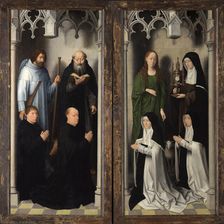 Saint John Triptych: Donors with Saints James and Anthony. Female Donors with..., c1474-1479. Creator: Memling; Hans (1433/40-1494)