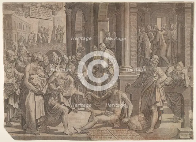 Saint John and Saint Peter Healing the Cripple, 1553. Creator: Lambert Suavius.