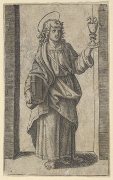 Saint John, book in right hand chalice in left, from the series Piccoli Santi (..., ca. 1500-1527. Creator: Marcantonio Raimondi