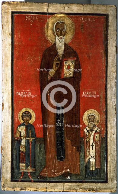 Saint John Climacus with Saint George and Saint Blaise, Second half of 13th century. Artist: Russian icon  
