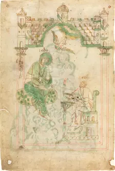 Saint John Dictating to the Venerable Bede, c. 1140. Creator: Unknown