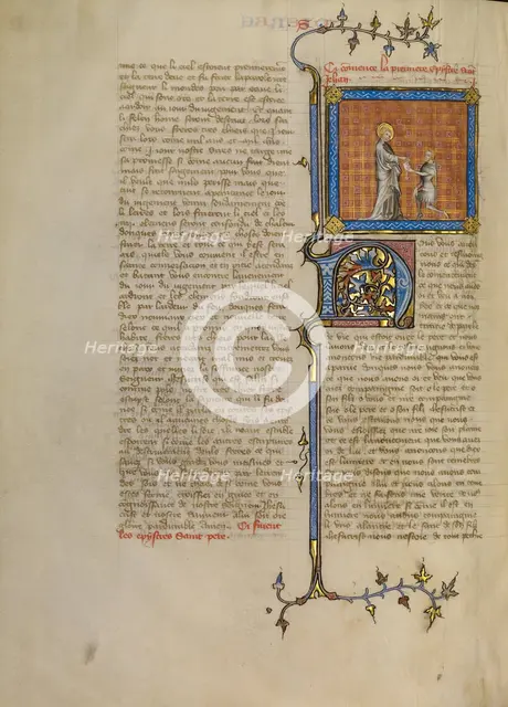 Saint John Handing a Letter to Messenger, about 1360-1370. Creator: Master of Jean de Mandeville.