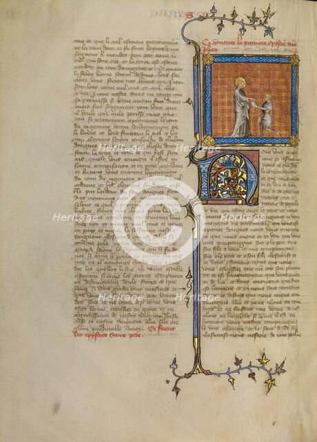 Saint John Handing a Letter to Messenger, about 1360-1370. Creator: Master of Jean de Mandeville.