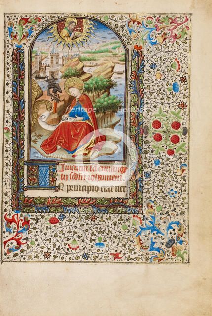 Saint John on the Island of Patmos; Book of Hours, about 1440-1450. Creator: Workshop of the Bedford Master.