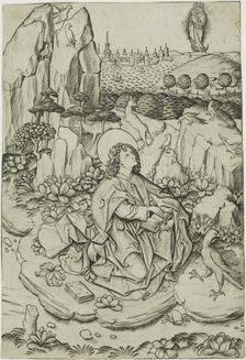 Saint John on the Island of Patmos, c. 1460. Creator: Master ES