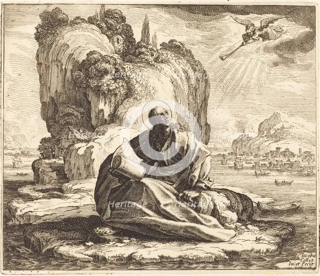 Saint John on the Isle of Patmos, 1625. Creator: Jacques Callot.