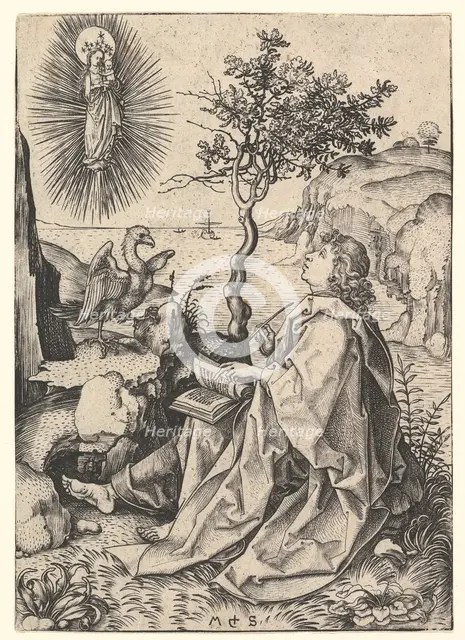 Saint John on Patmos, ca. 1435-1491. Creator: Martin Schongauer.