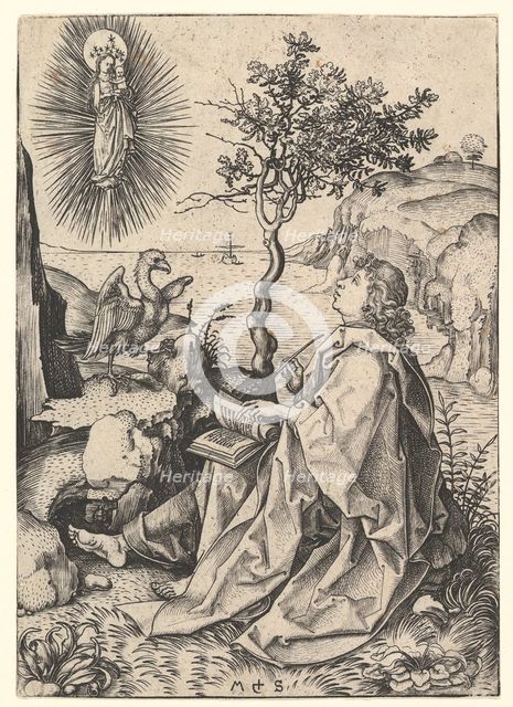 Saint John on Patmos, ca. 1435-1491. Creator: Martin Schongauer.