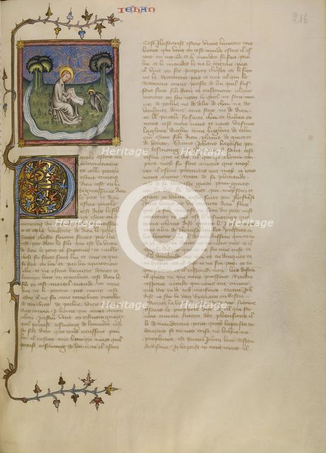 Saint John on Patmos, about 1360-1370. Creator: Master of Jean de Mandeville.