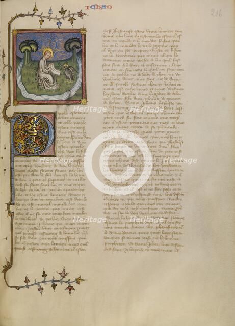 Saint John on Patmos, about 1360-1370. Creator: Master of Jean de Mandeville.